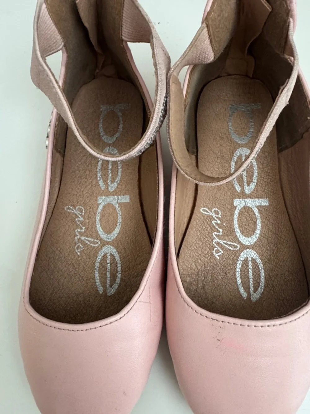 bebe Girls' Light Pink Ankle-Strap Ballet Flats